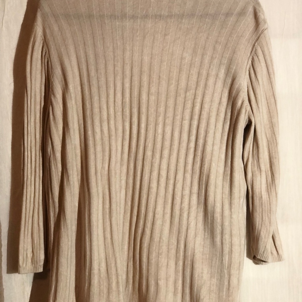 Beige Ribbed Open-Front Sweater - Picture 2 of 3